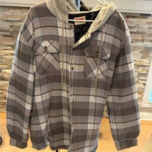 Wrangler Authentic Gray Plaid Hooded Jacket